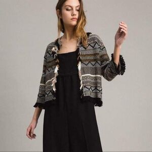 Twinset Milano Metallic Striped Fringe Cardigan Size XS